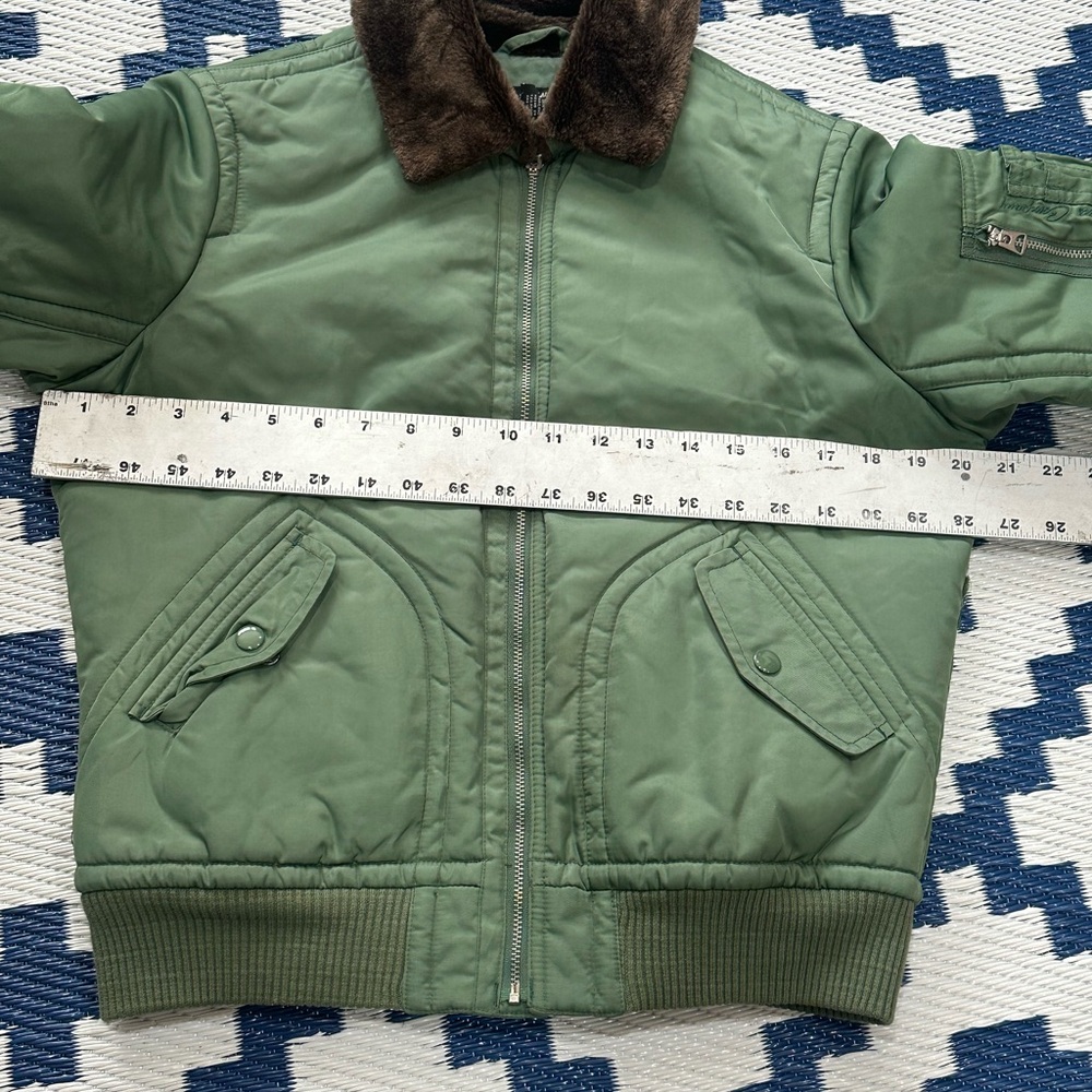 Ralph Lauren Green Bomber Jacket with Brown Collar - Picture 4 of 6